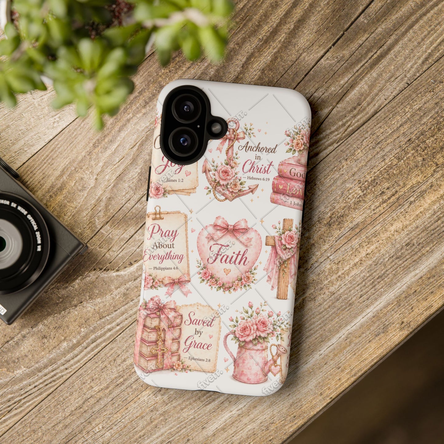 Faith Floral Phone Case – Christian Inspirational Scripture iPhone Cover (Choose Joy, Pray, Faith)
