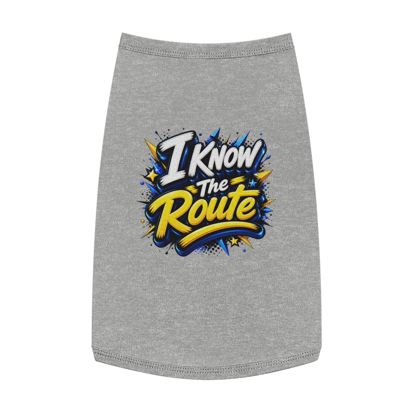 Pet Tank — "I Know The Route" Dog Tank Top, Travel-Ready Graphic Pet Tee