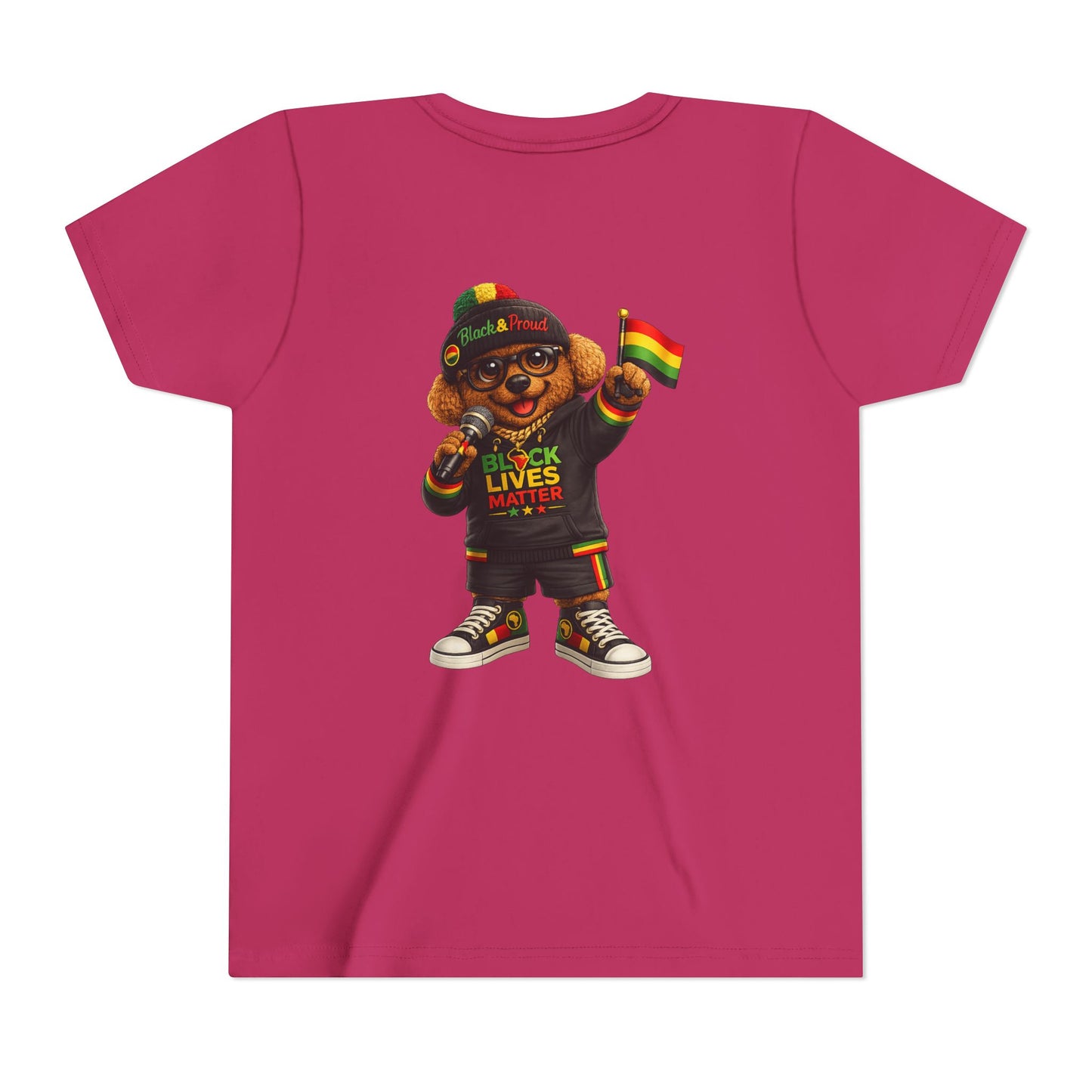 Youth Tee — Kid Bear Black Lives Matter Rasta Flag Shirt