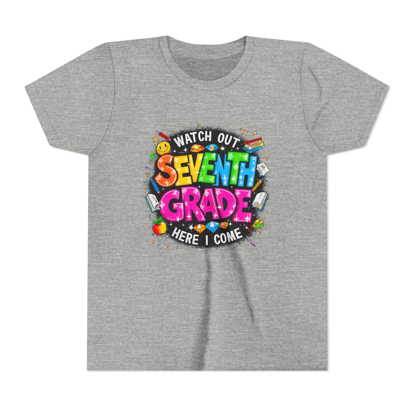Seventh Grade Kids T‑Shirt — "Watch Out Seventh Grade Here I Come" Back‑to‑School Tee