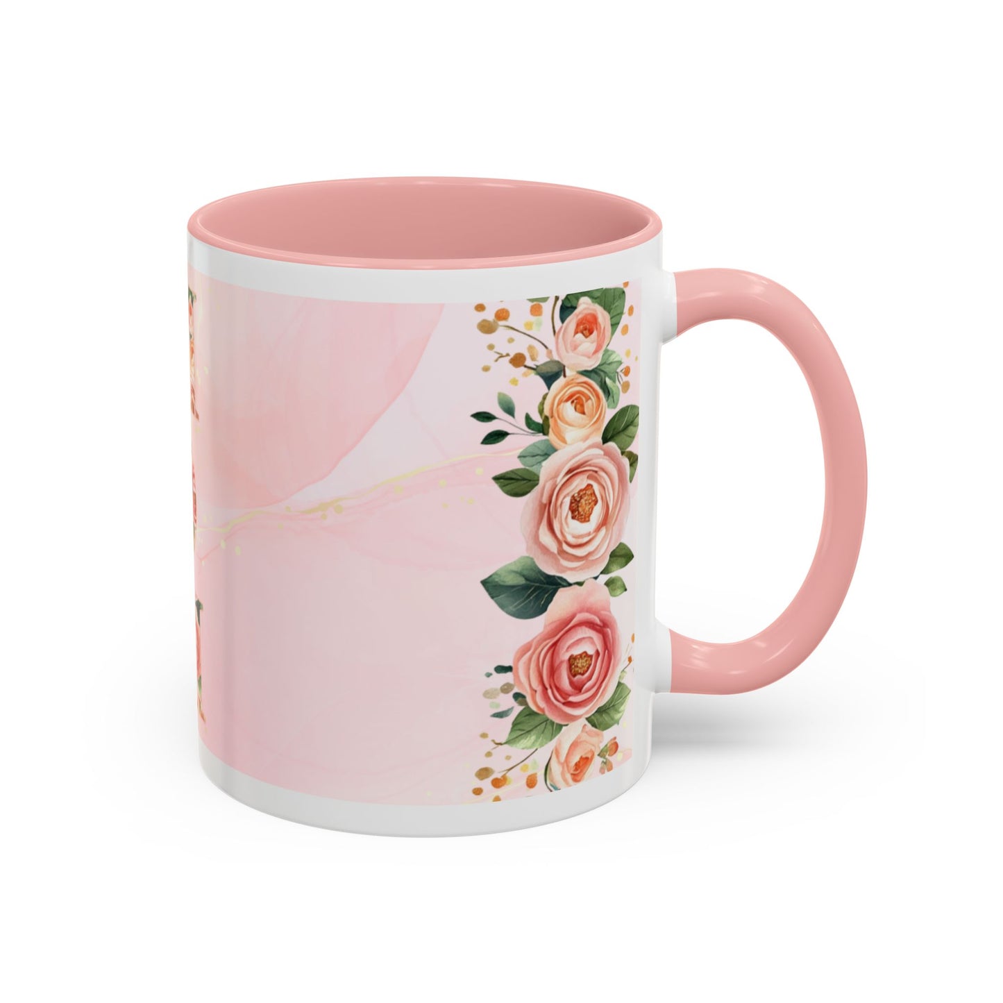 Mom Floral Accent Coffee Mug – Pink Rose Mother's Day Gift (11/15 oz)