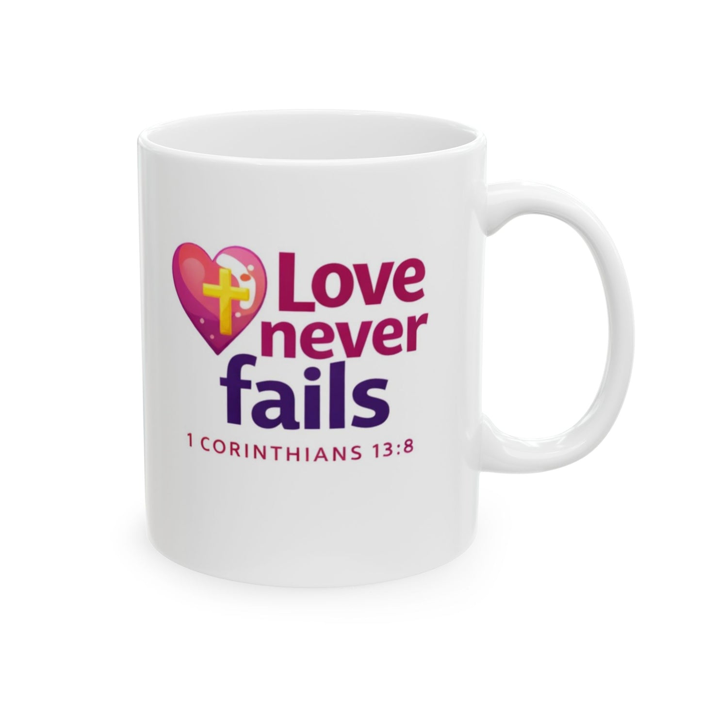 Love Never Fails - 1 Corinthians 13:8 Mug