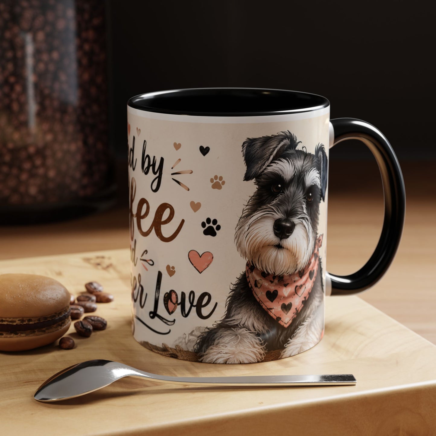 Fueled by Coffee and Schnauzer Love Accent Mug — Dog Lover Coffee Cup (11/15 oz)