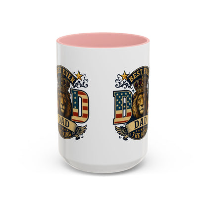Best Ever Dad Coffee Mug — 'Dad the King' Lion Accent Mug (11/15oz)