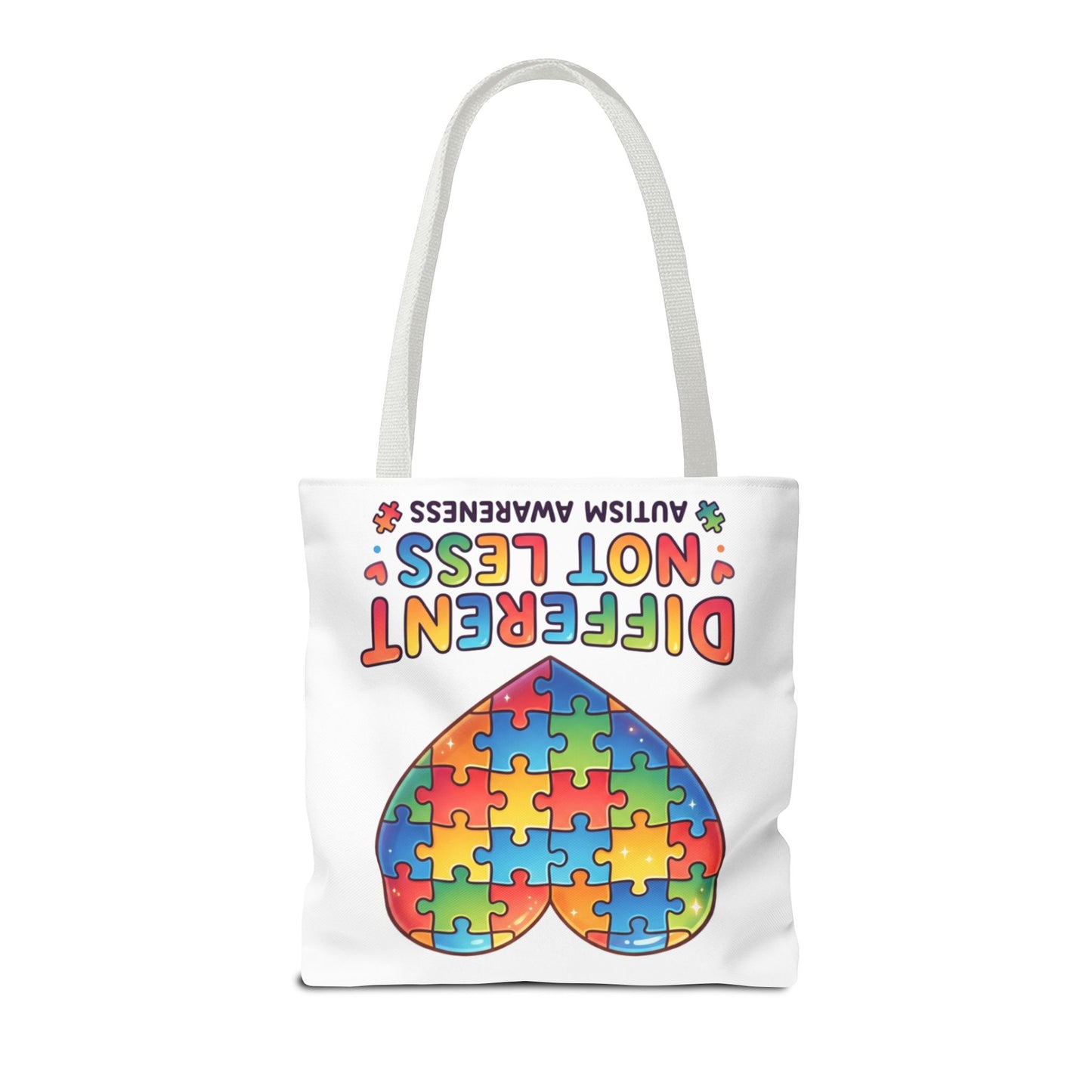 Autism Awareness Tote Bag — "Different Not Less" Puzzle Heart