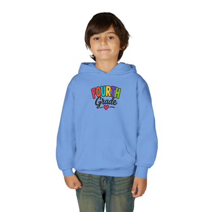 Fourth Grade Hoodie — Colorful Kids School Sweatshirt (“Fourth Grade” with Heart)