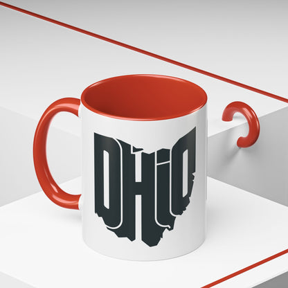 Ohio State Outline Accent Coffee Mug – Black Handle & Interior