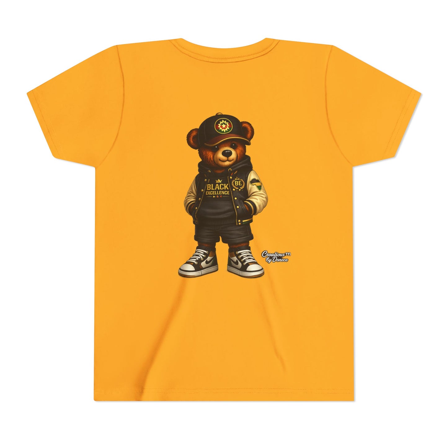 Youth Tee — Streetwear Teddy Bear Graphic (Black Varsity)