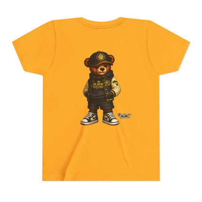 Youth Tee — Streetwear Teddy Bear Graphic (Black Varsity)