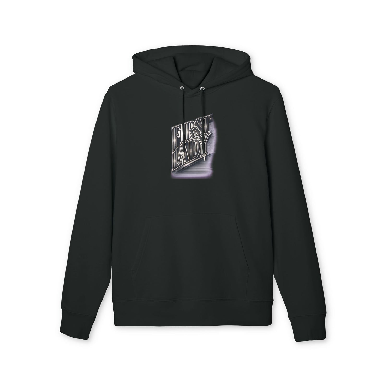 First Lady Graphic Hoodie — Retro Metallic Lettering Pullover