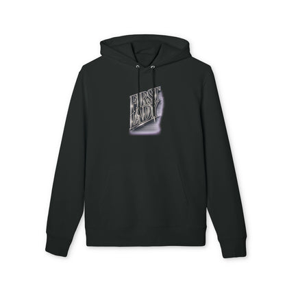 First Lady Graphic Hoodie — Retro Metallic Lettering Pullover