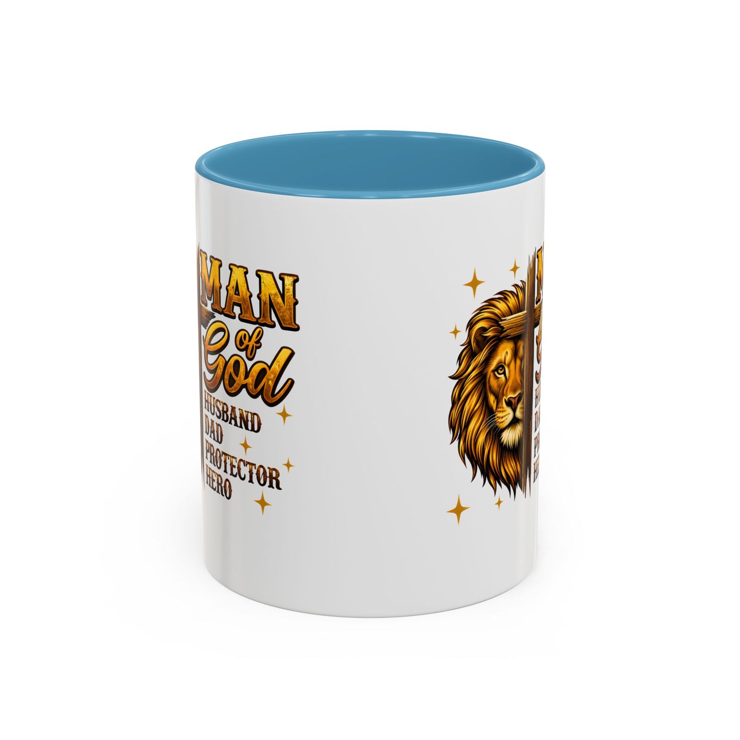 Man of God Lion Coffee Mug — 'Man of God' Religious Gift for Husband, Dad, Protector
