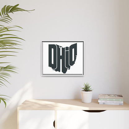 Ohio State Silhouette Matte Framed Canvas — Modern State Wall Art