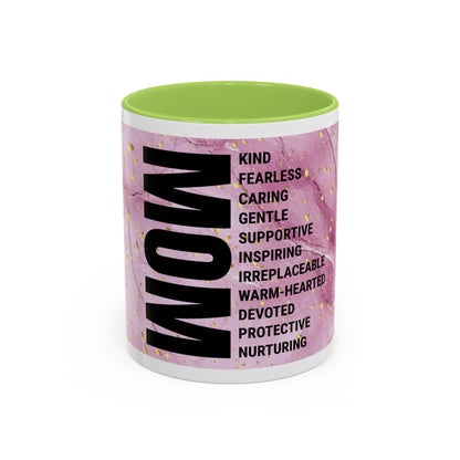 Mom Definition Accent Coffee Mug – Inspirational Pink Marble Mother’s Day Gift (11/15oz)
