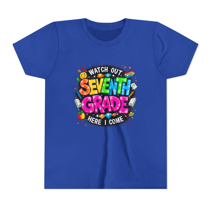 Seventh Grade Kids T‑Shirt — "Watch Out Seventh Grade Here I Come" Back‑to‑School Tee