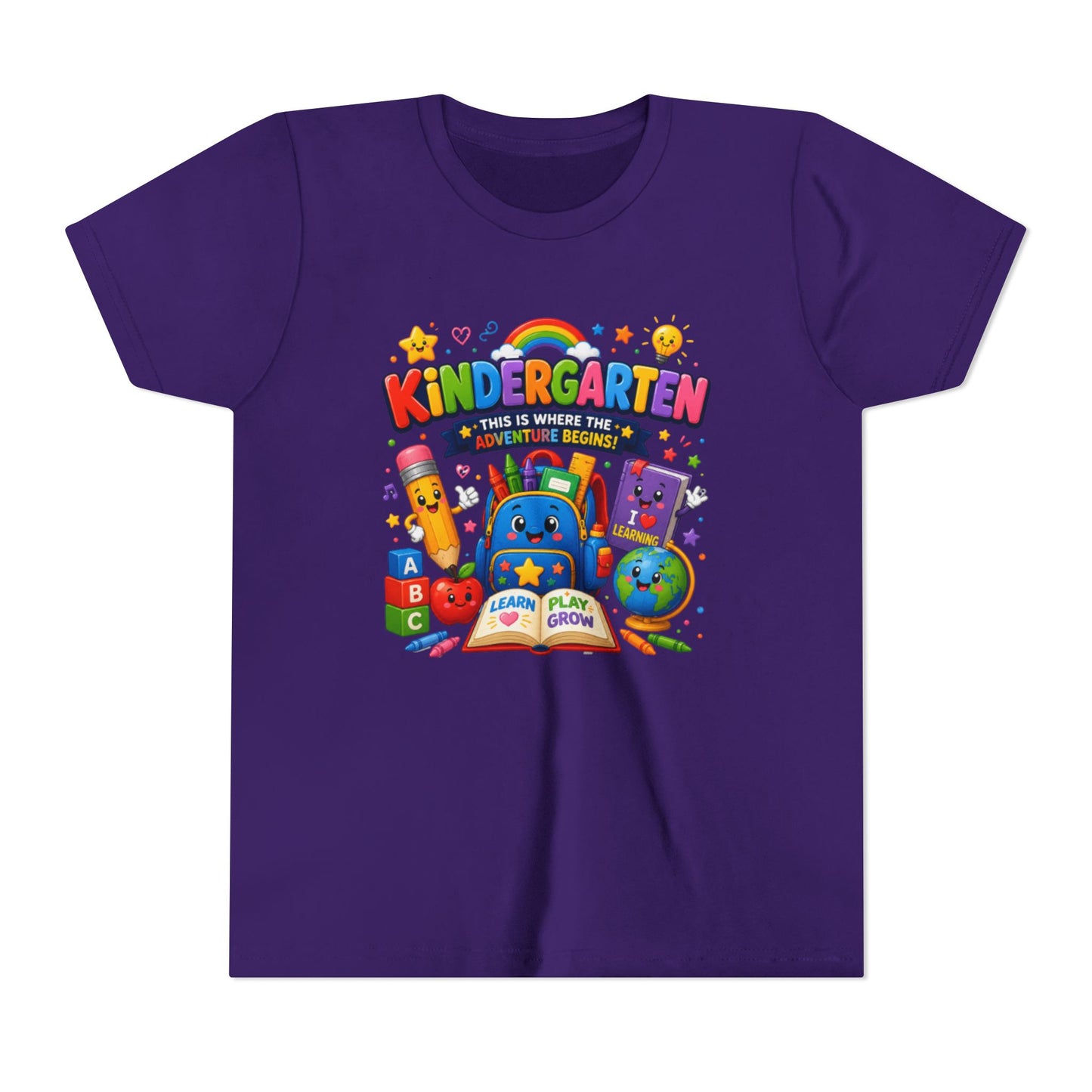 Kindergarten Kids T‑Shirt — 'Kindergarten: This Is Where the Fun Begins' Colorful Back-to-School Tee