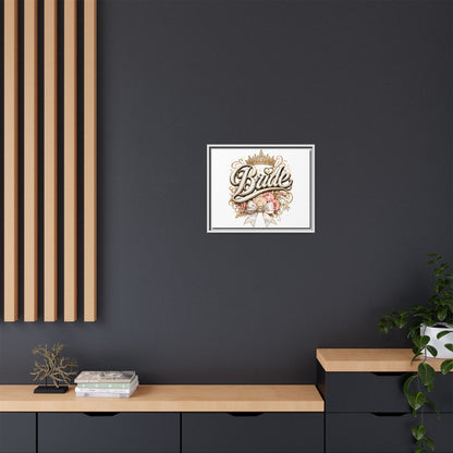 Framed Bride Canvas Wall Art — Elegant Bridal Crown & Floral Wedding Decor