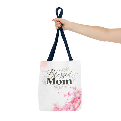 Blessed Mom Floral Tote Bag