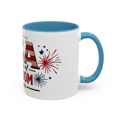 USA 250 Years of Freedom Accent Coffee Mug – 1776–2026 Patriotic Fourth of July Gift