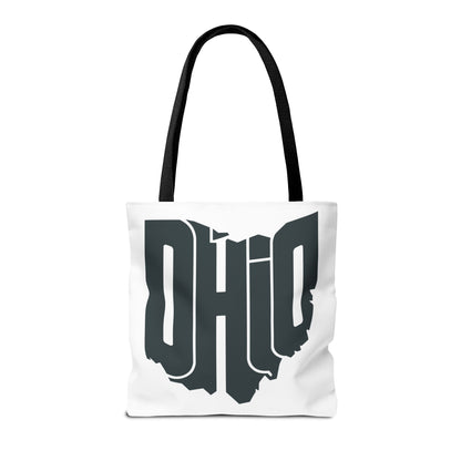 Ohio State Outline Tote Bag — Retro Ohio Text Graphic Tote