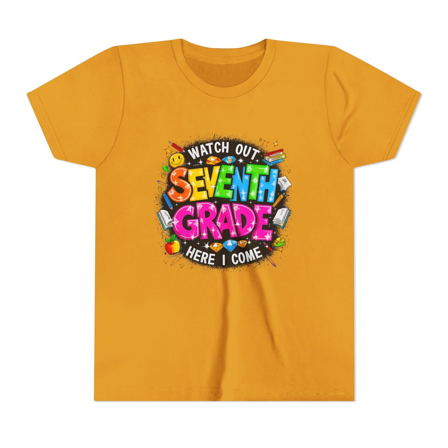 Seventh Grade Kids T-Shirt – “Watch Out Seventh Grade Here I Come” Back-to-School Tee