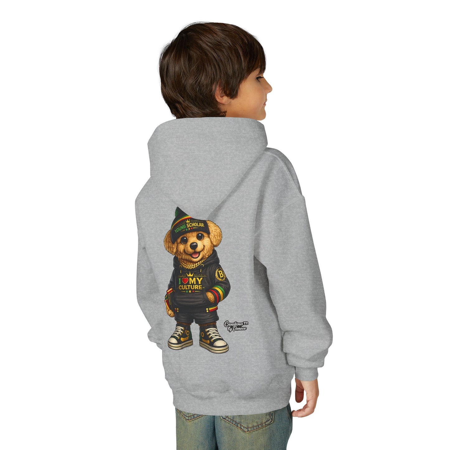 Kids Teddy Bear Hoodie — 'I Love My Culture' Streetwear Youth Sweatshirt
