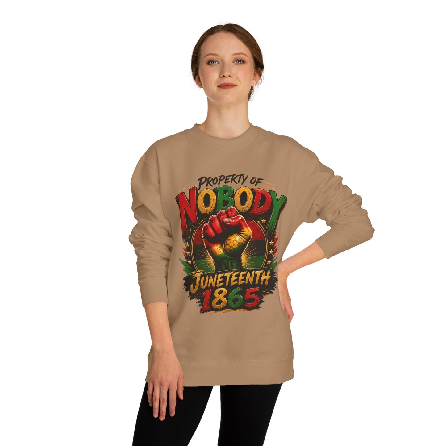 Juneteenth 1865 Sweatshirt — "Property of Nobody" Fist Crewneck