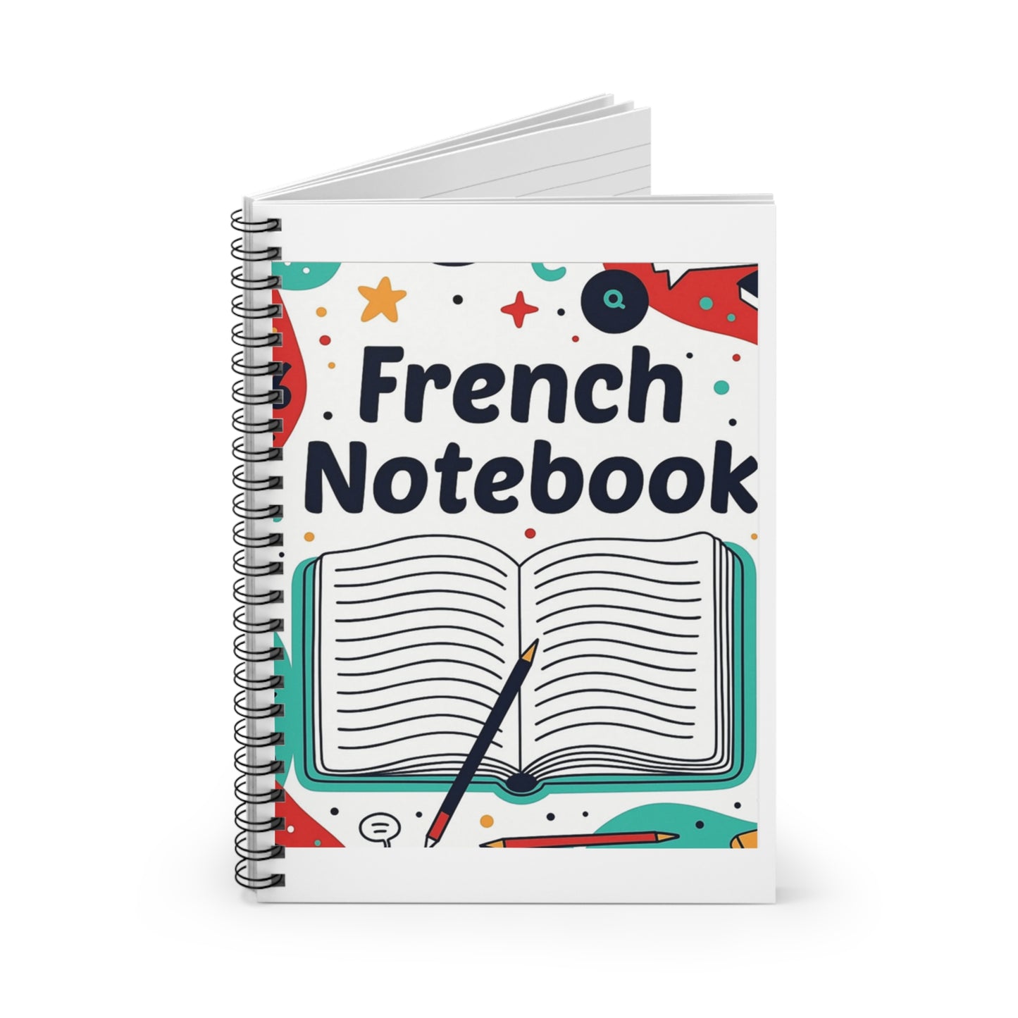 French Notebook Spiral Ruled Journal — School Notebook for Students & Language Learners