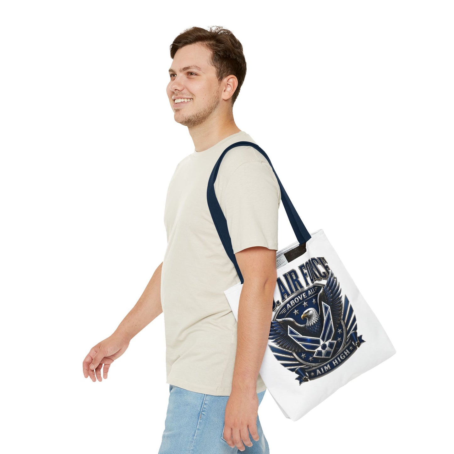 U.S. Air Force Eagle Tote Bag - "Aim High" Military Canvas Tote