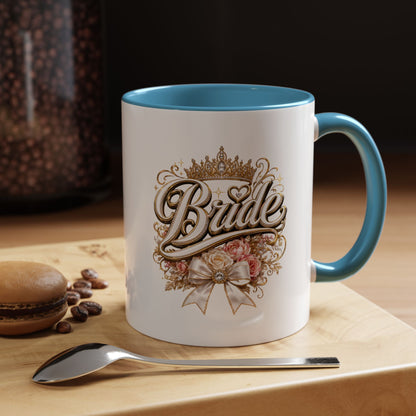 Bride Accent Coffee Mug — Floral Crown Bridal Gift (11/15oz)