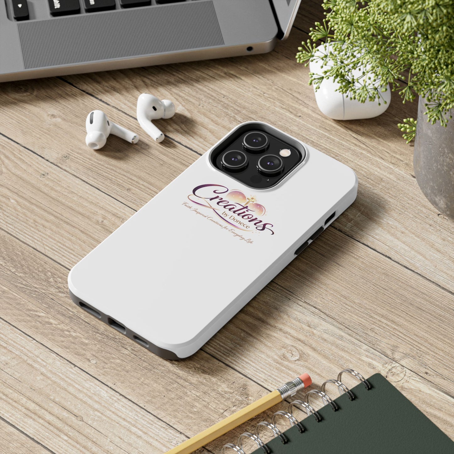 Creations by Donece Soft-Touch Tough Phone Case — Faith-Inspired Logo Protective Cover