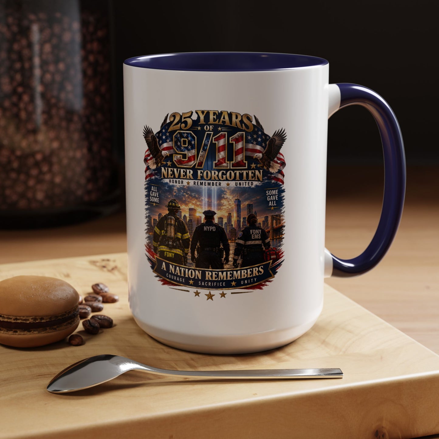 11oz/15oz Coffee Mug — 25 Years of 9/11 Never Forgotten Memorial Design