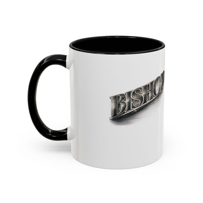 Vintage 'Bishop' Accent Coffee Mug — Retro Metallic Text Ceramic Mug (11/15oz)