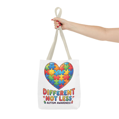 Autism Awareness Tote Bag — "Different Not Less" Puzzle Heart