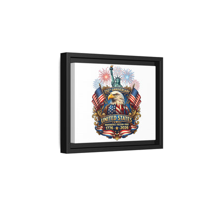 United States 250th Anniversary Framed Canvas — "1776-2026" Patriotic Eagle & Statue of Liberty Print