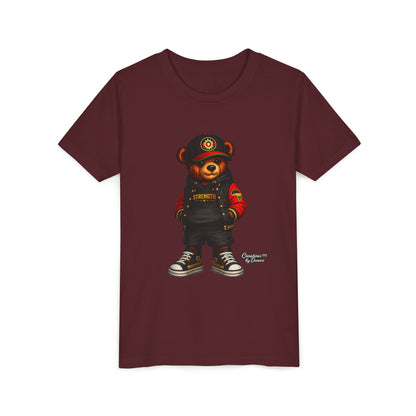 Kids Teddy Bear Streetwear Tee — 'Strength' Graphic Youth T-Shirt