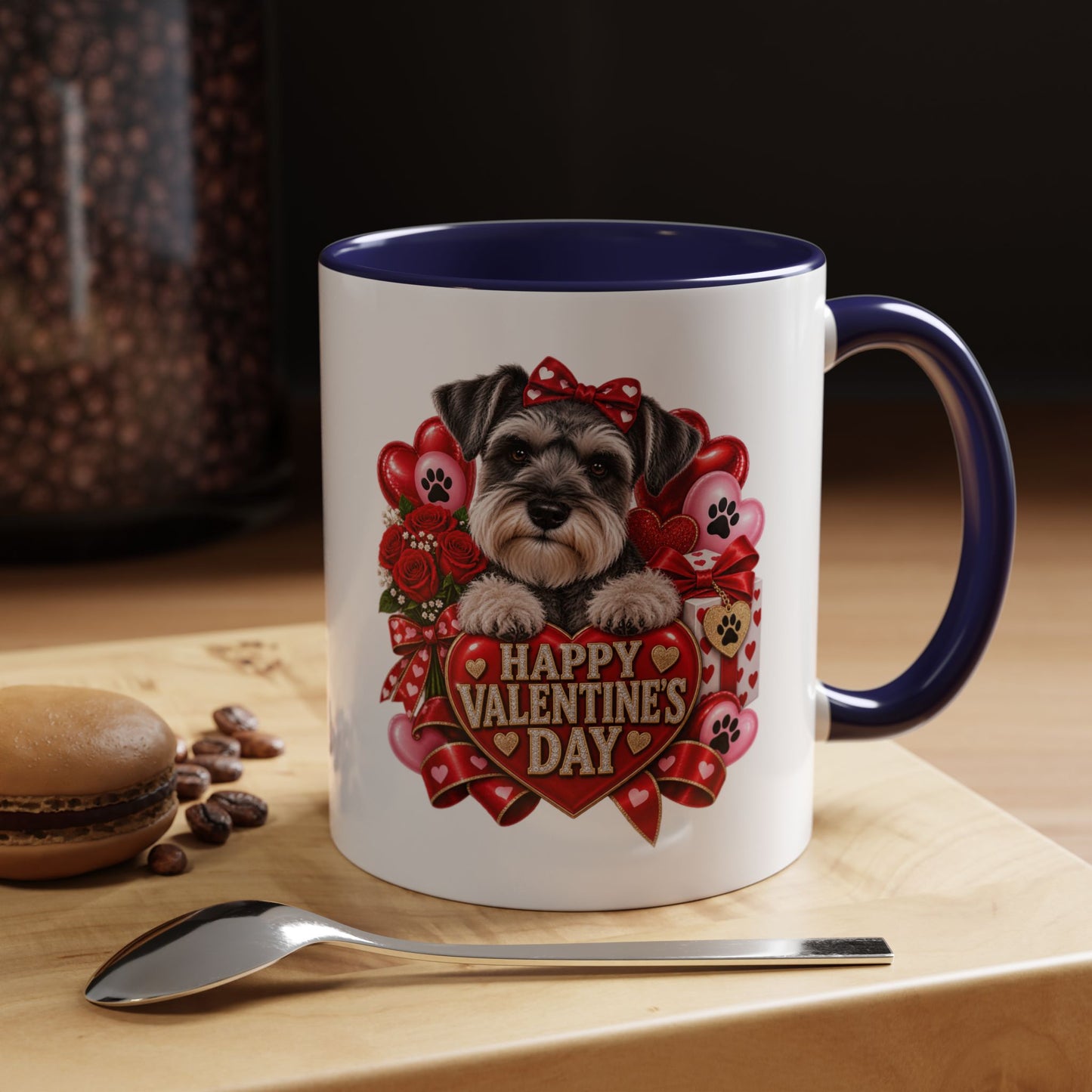 Valentine’s Day Dog Coffee Mug — "Happy Valentine’s Day" Accent Mug