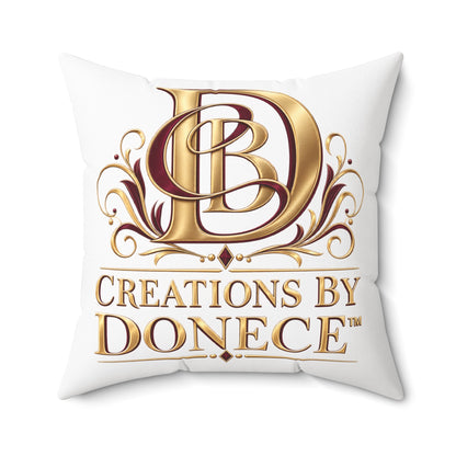Decorative Logo Pillow — "Creations by Donece" Gold Monogram Accent Pillow