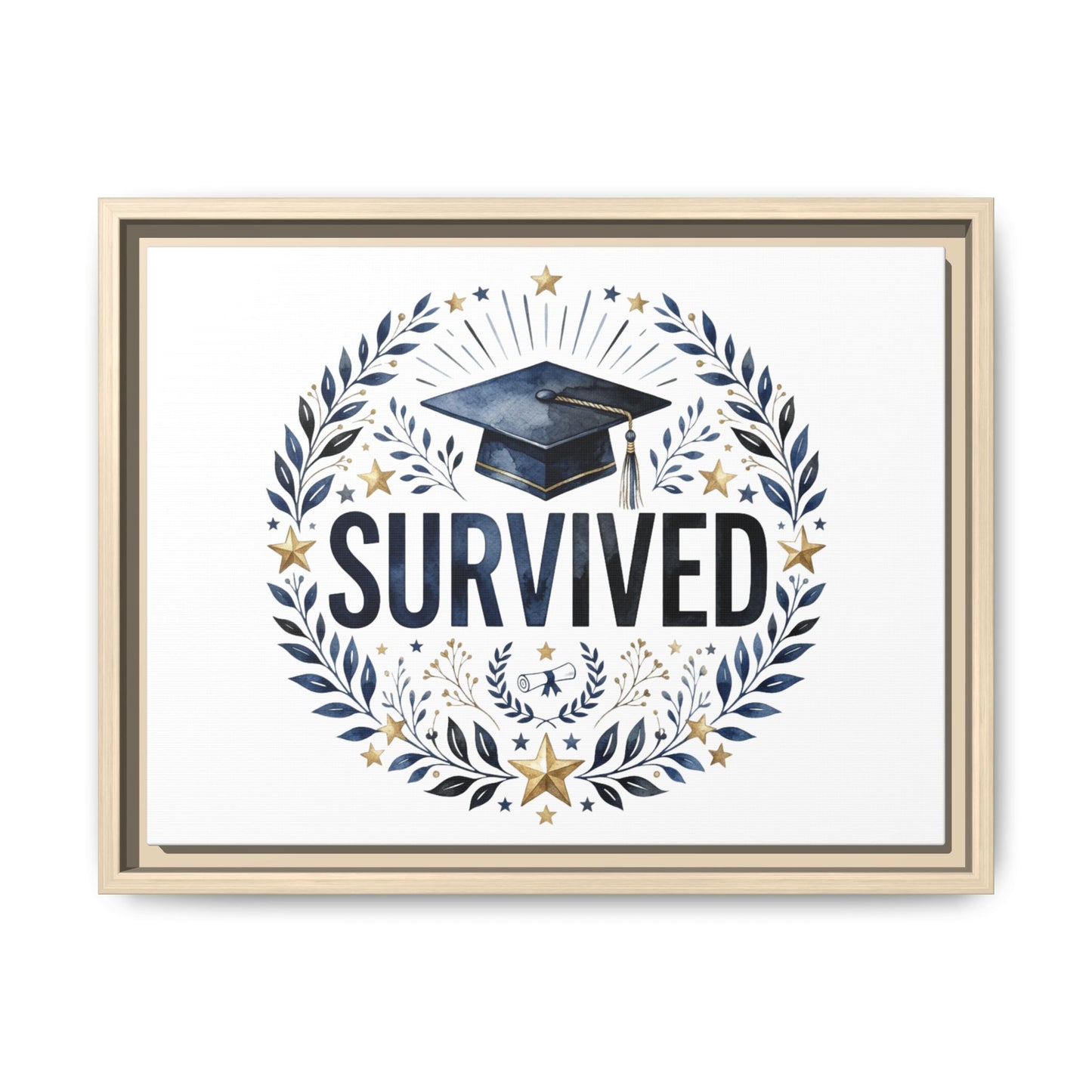 Graduation 'Survived' Framed Canvas Art — Cap & Laurel Keepsake