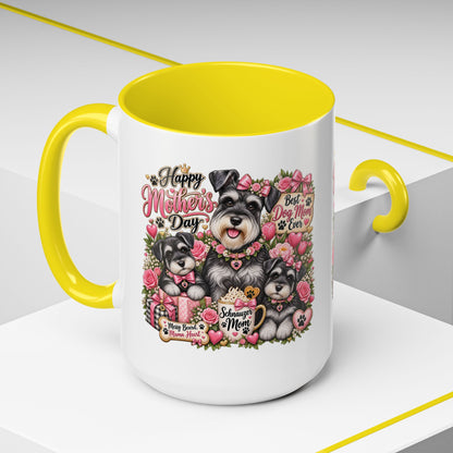 Mother's Day Schnauzer Coffee Mug — "Best Dog Mom Ever" Accent Mug (11/15oz)