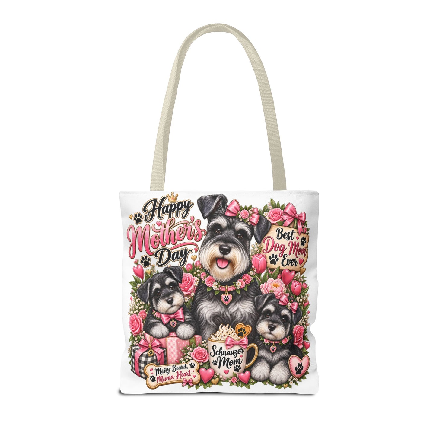 Happy Mother's Day Schnauzer Tote Bag — Best Dog Mom Ever Floral Gift