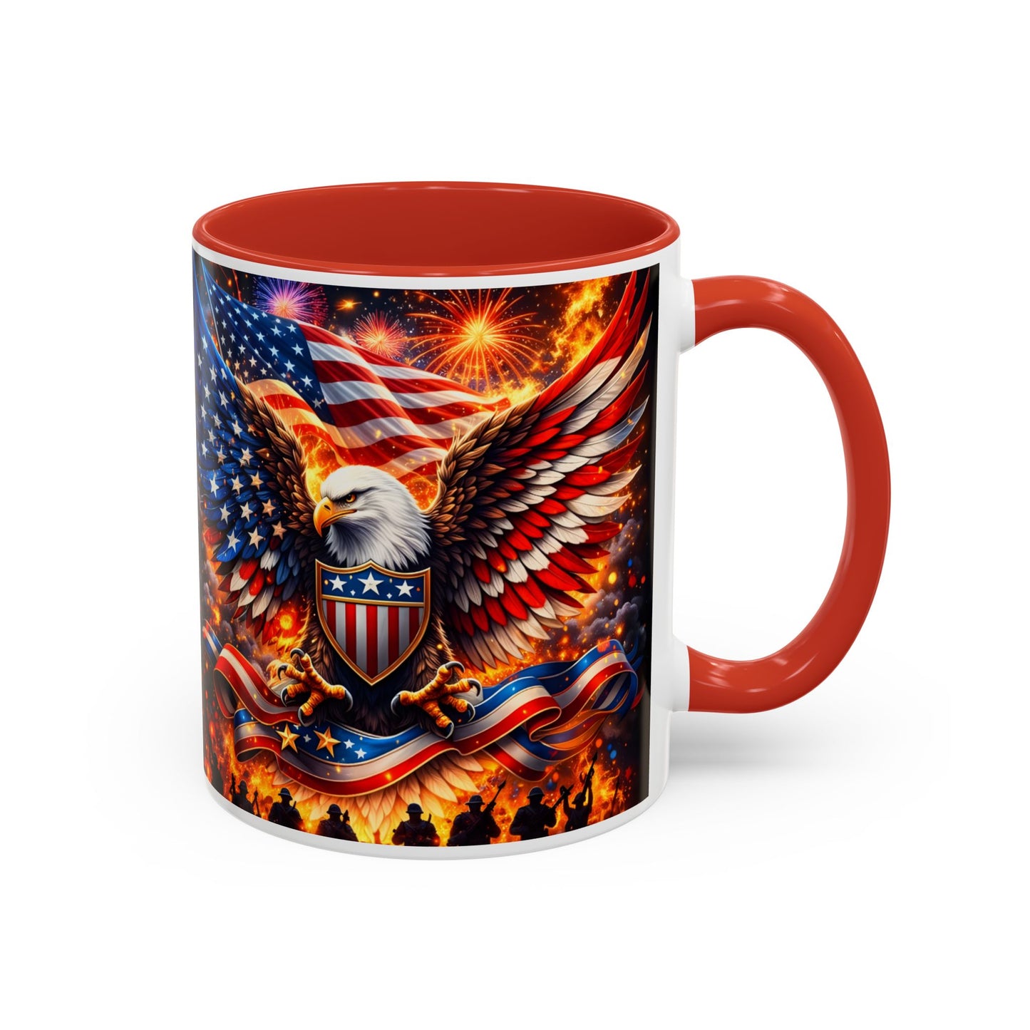 Patriotic Eagle Coffee Mug — American Flag Bald Eagle Accent Mug (11/15oz)