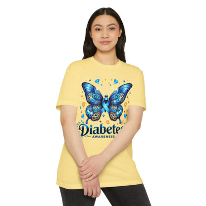Diabetes Awareness Butterfly T-Shirt — Blue Ribbon Support Tee