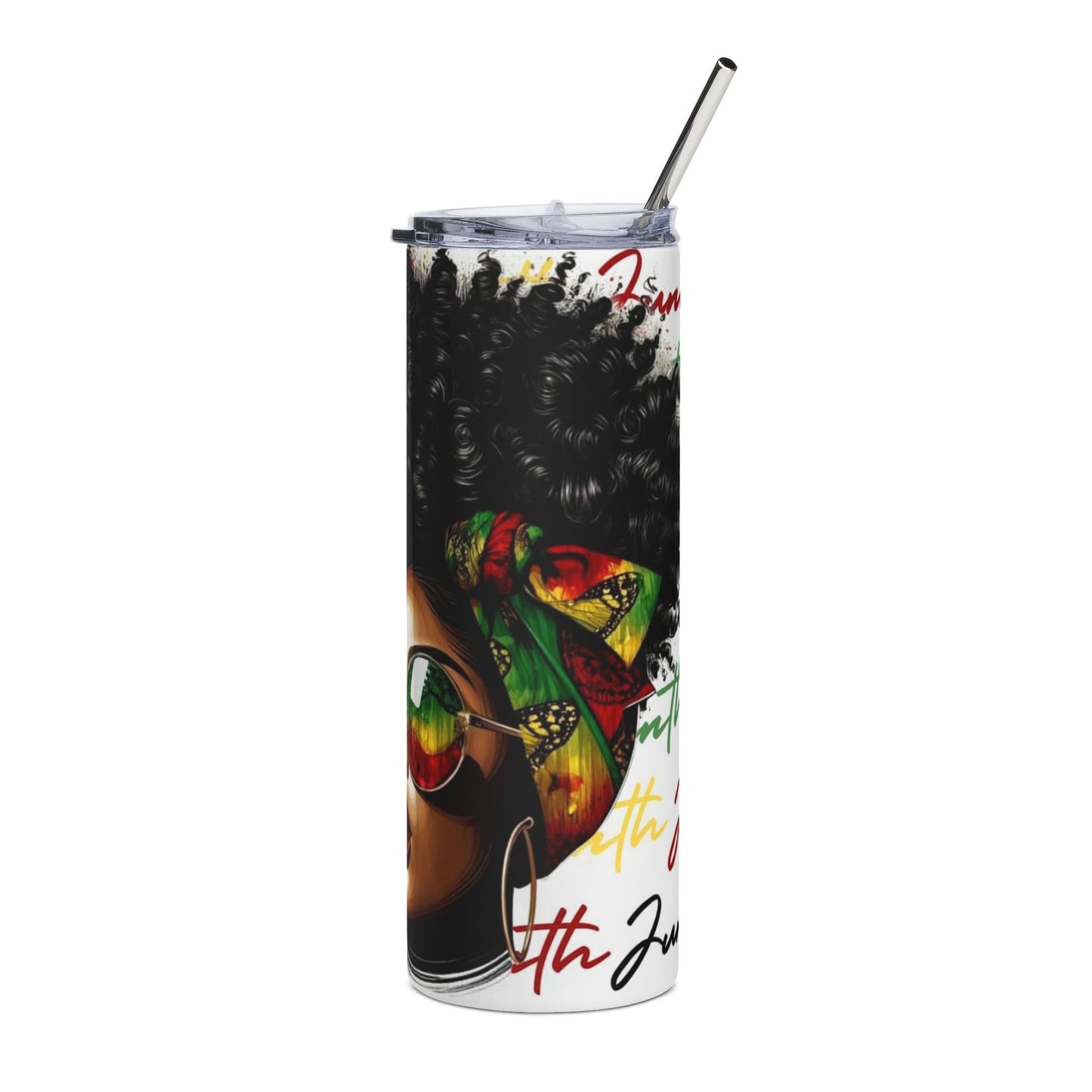 20oz Stainless Steel Tumbler — Afrocentric Woman with Rasta Sunglasses Travel Cup