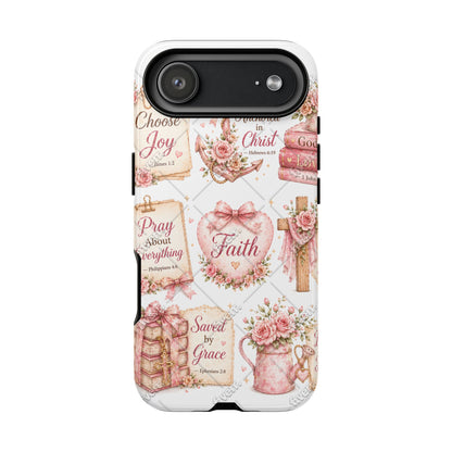 Faith Floral Phone Case – Christian Inspirational Scripture iPhone Cover (Choose Joy, Pray, Faith)