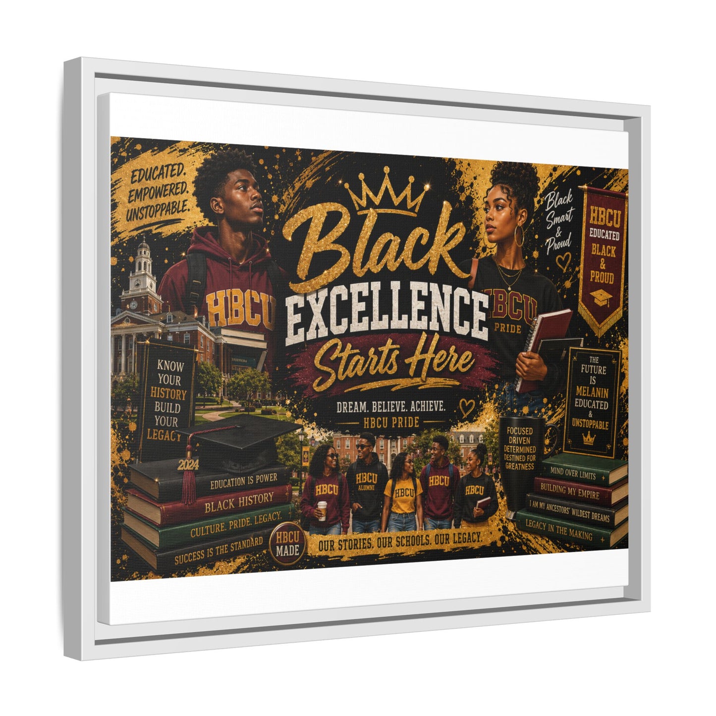Black Excellence Starts Here Framed Canvas