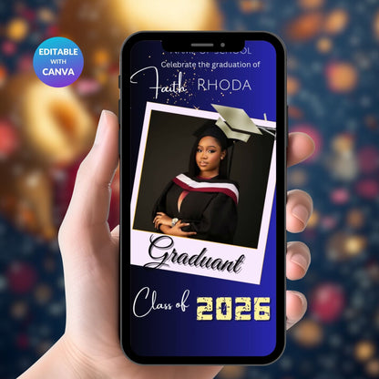 Animated Graduation Invitation Video Template | Editable Digital Invite for Graduation Party