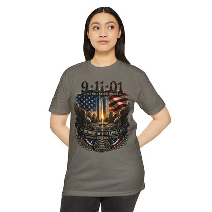 9/11 Memorial T-Shirt – "We Will Never Forget" Tribute Tee