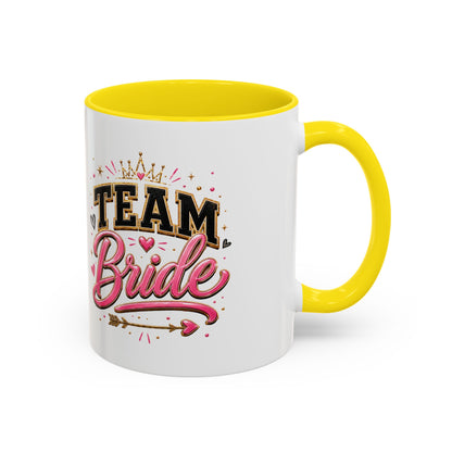 Team Bride Accent Coffee Mug — Pink & Gold Bachelorette Bridal Shower Gift (11/15 oz)