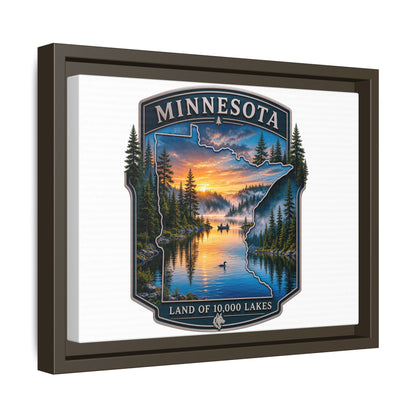 Minnesota Lakes Matte Canvas Print (Framed) — 'Land of 10,000 Lakes' Scenic Wall Art
